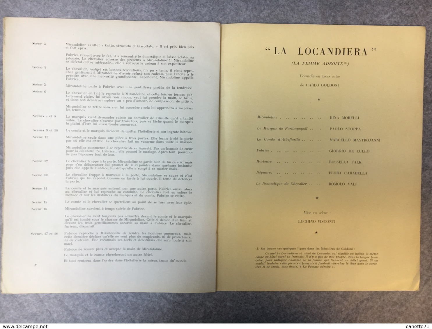 Theatre Sarah Bernhardt Commedie Di Carlo Goldoni 1827 Italie - Programs