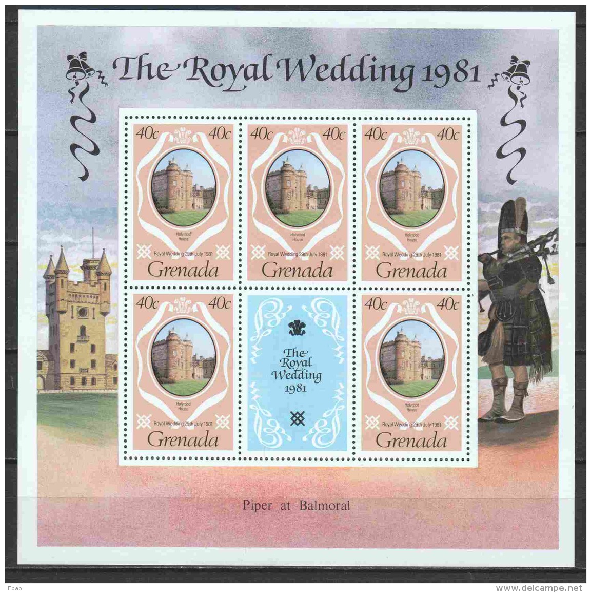 Grenada 1981 Mi 1097-1099 + Kleinbogen 1097-1099 + Block 96 MNH ROYAL WEDDING - Königshäuser, Adel