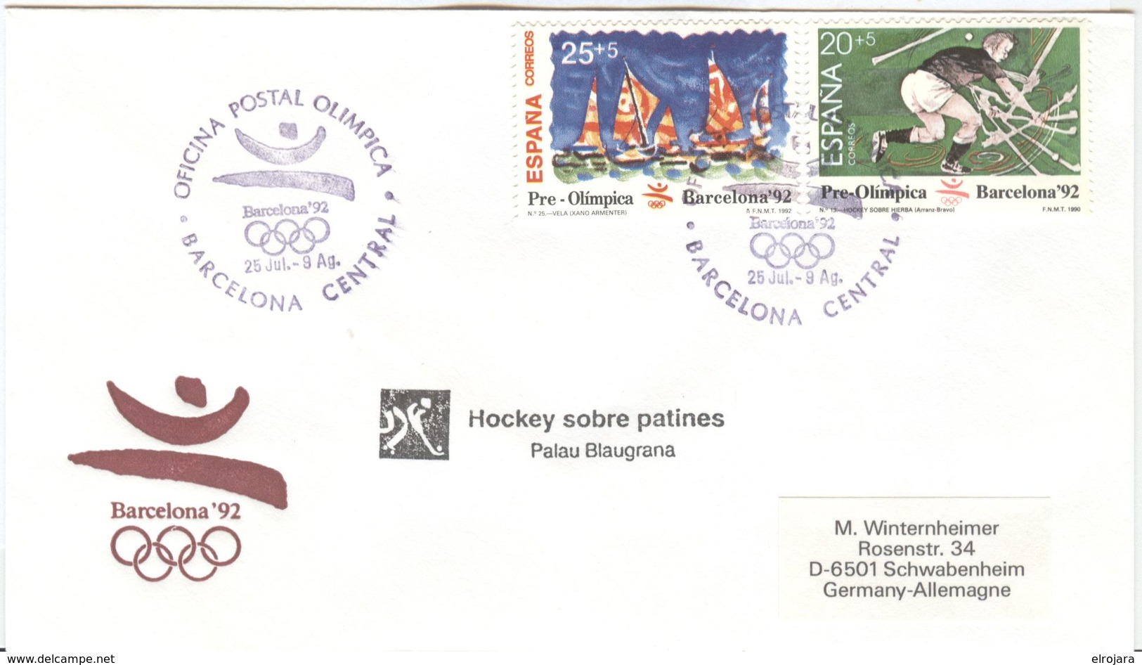 SPAIN Cover Hockey Sobre Patines Palau Blaugrana = Rollerhockey With Olympic Cancel Barcelona - Summer 1992: Barcelona