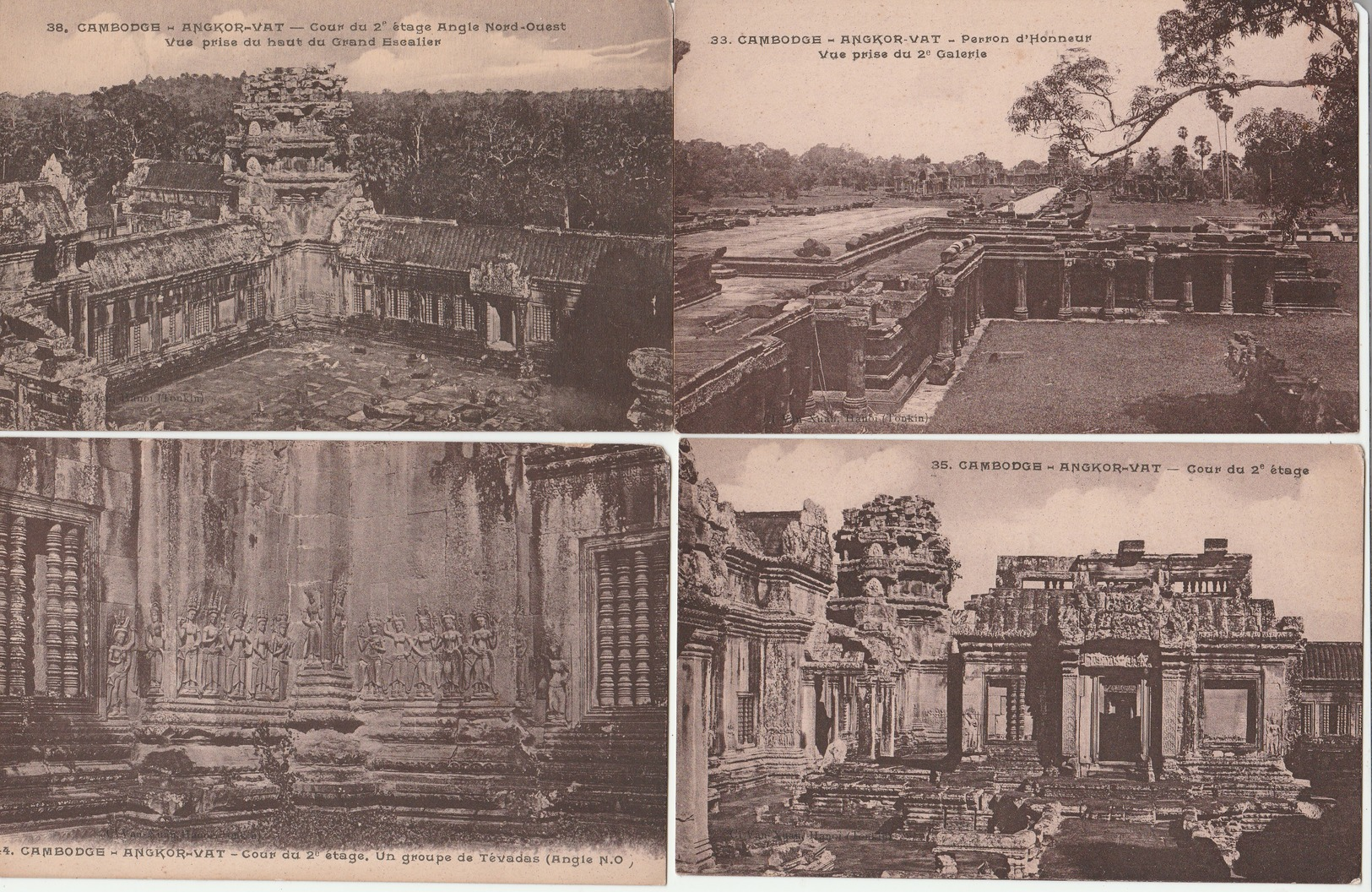 Lot 4 CPA Cambodge Angkor Vat Cour Du 2ème étage, Perron D'honneur, Non Circulées - Cambodia