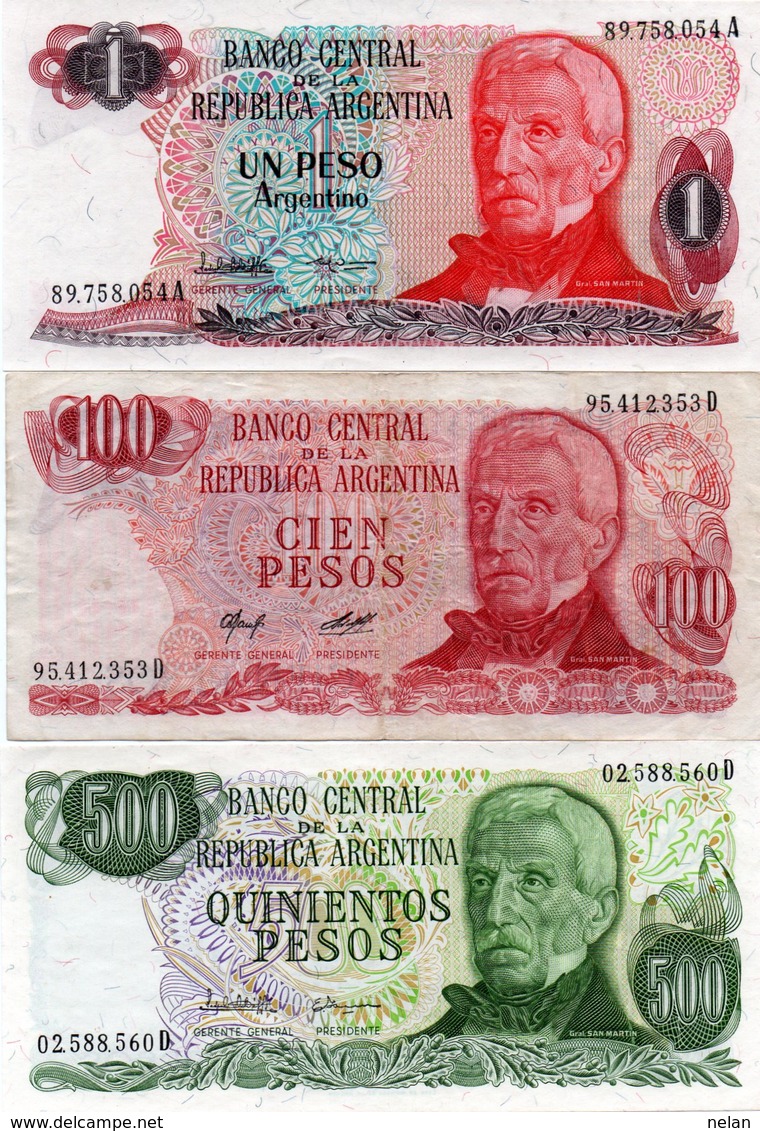 ARGENTINA-LOTTO 3 BANCONOTE-1,100,500 PESO VF-UNC - Argentina