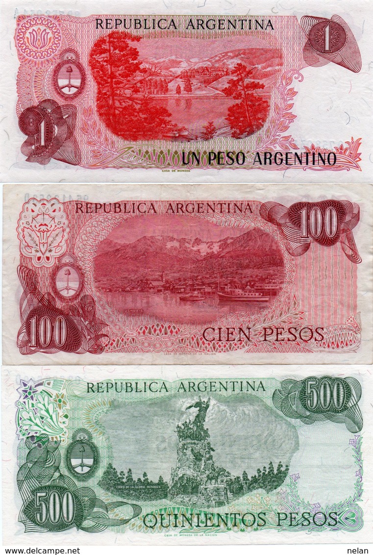 ARGENTINA-LOTTO 3 BANCONOTE-1,100,500 PESO VF-UNC - Argentina