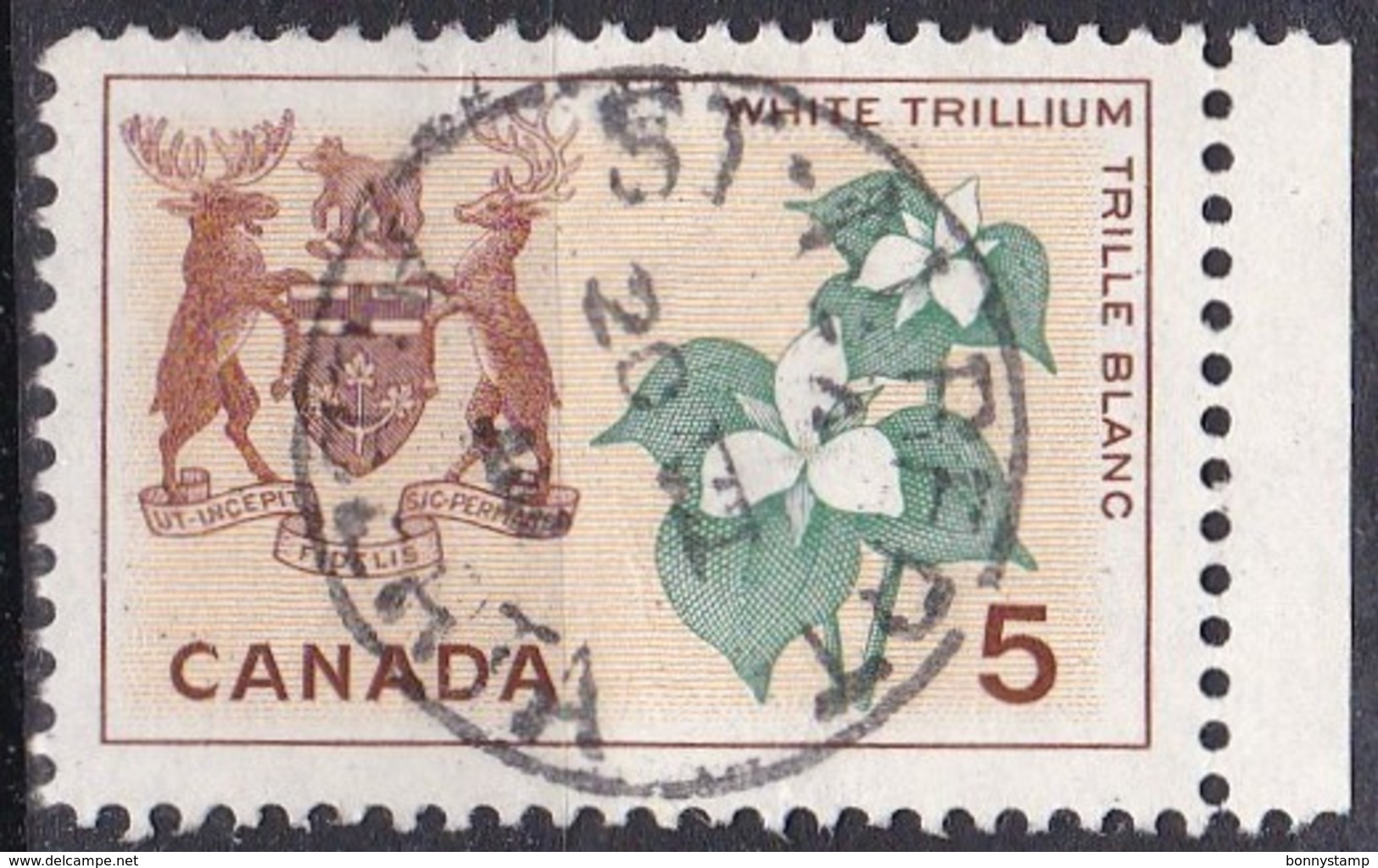 Canada, 1964/66 - 5c  White Trillium - Nr.418 Usato° - Oblitérés