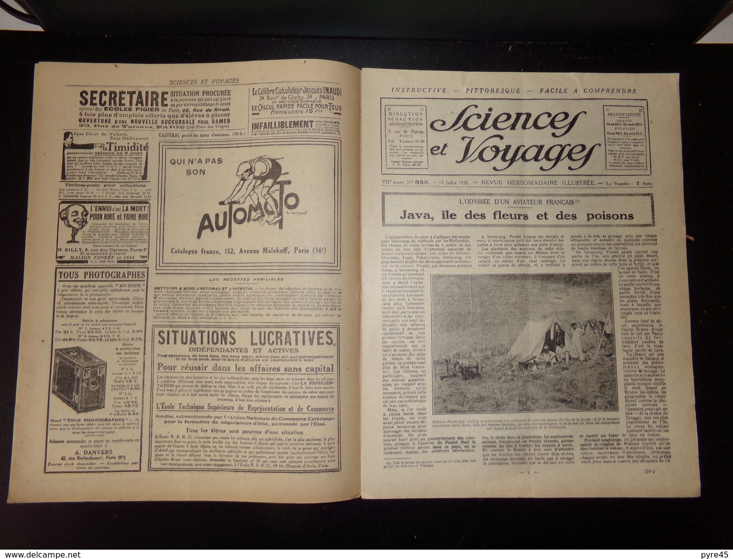 Sciences Et Voyages N° 359, Juillet 1926, " Une Locomotive Géante " - 1900 - 1949