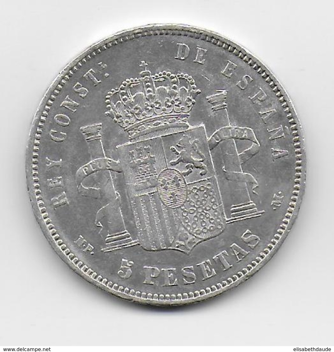 ESPAGNE - 5 PESETAS ARGENT 1890 - Premières Frappes