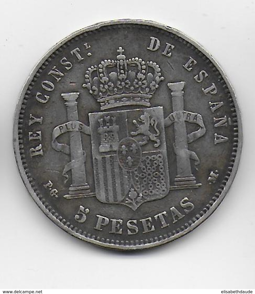 ESPAGNE - 5 PESETAS ARGENT 1891 - Primi Conii