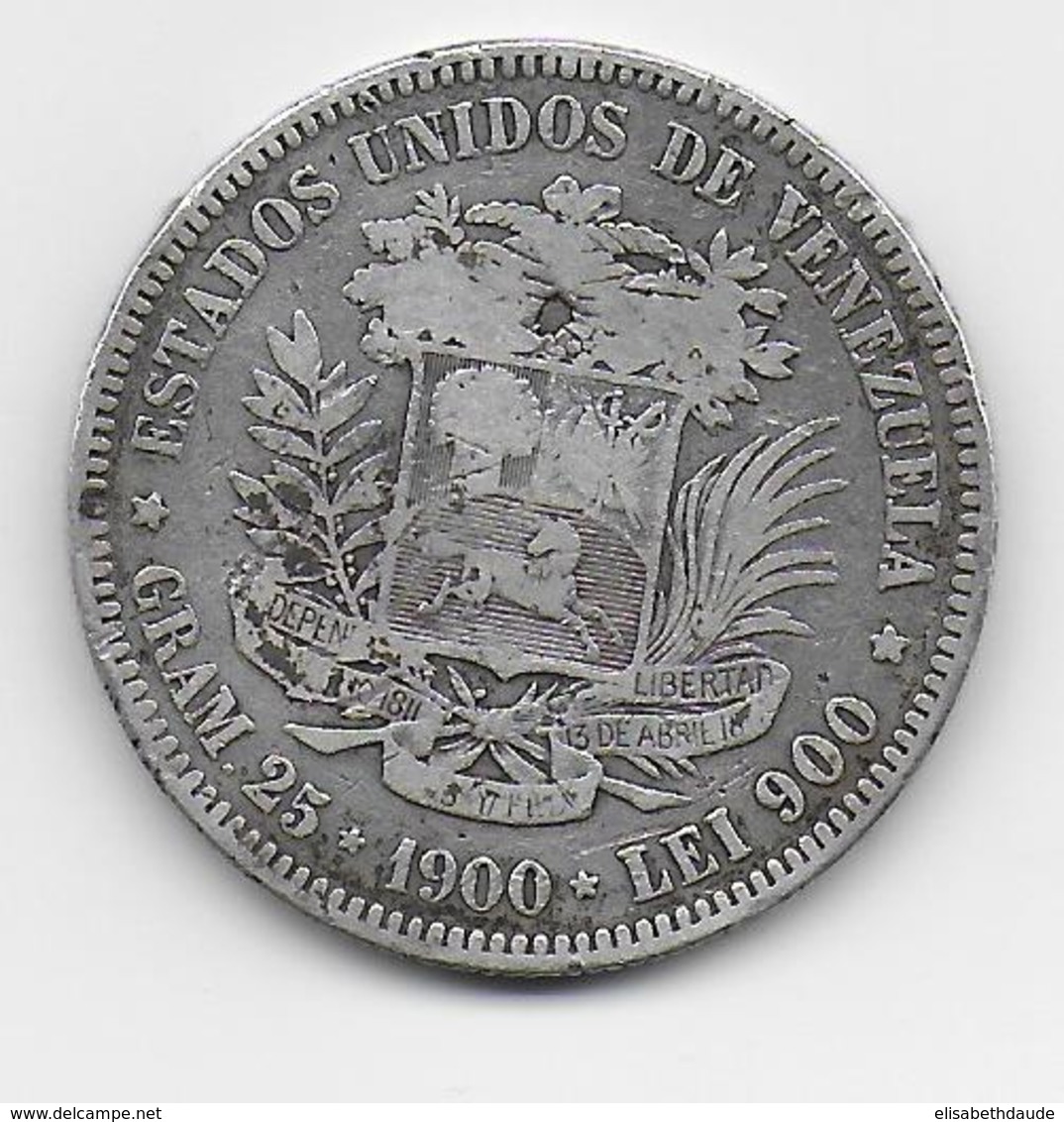 VENEZUELA - 900 LEI  ARGENT - 1900 - Venezuela