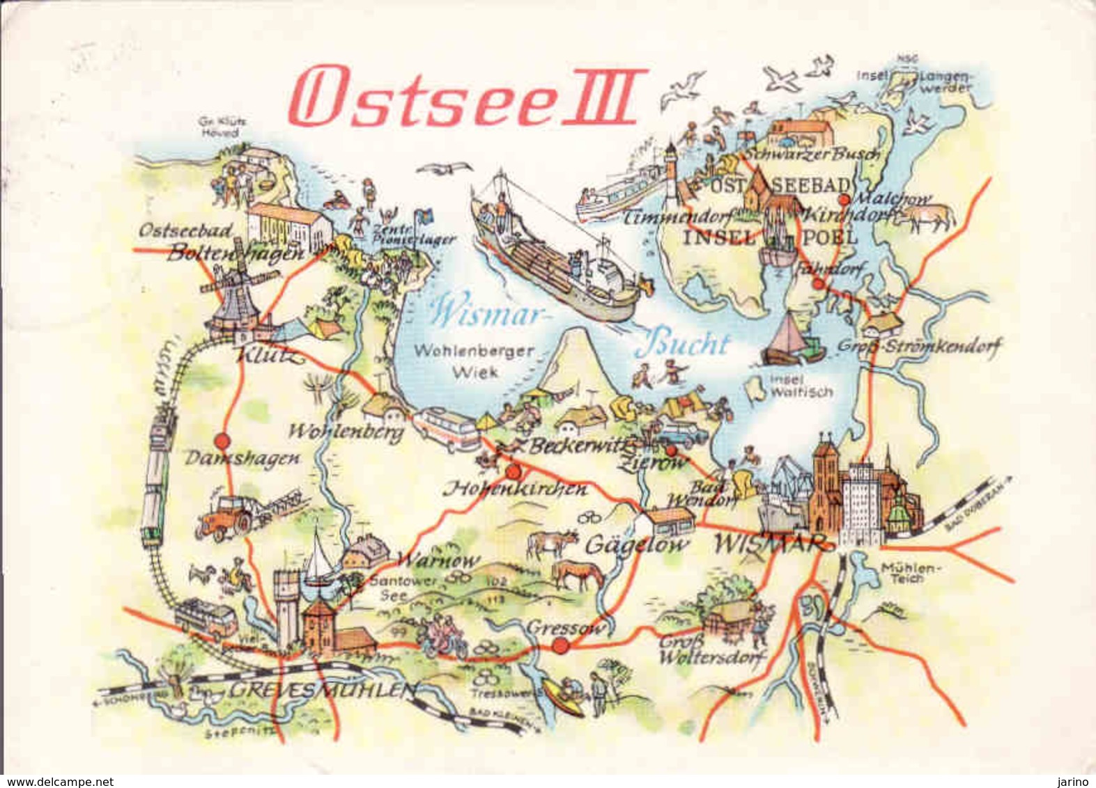 Mecklenburg-West Pomerania > Wismar, Ostsee, Map, Gebraucht 1976 - Wismar