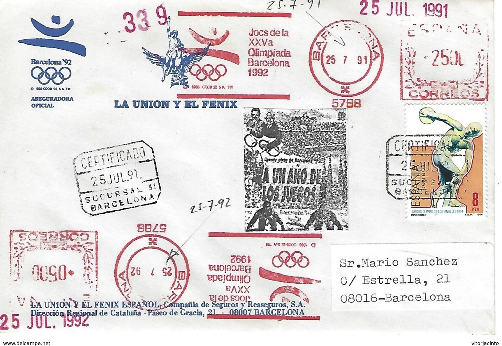 Barcelona'92 Olympics - Cover Of Official Insurance - Barcelona