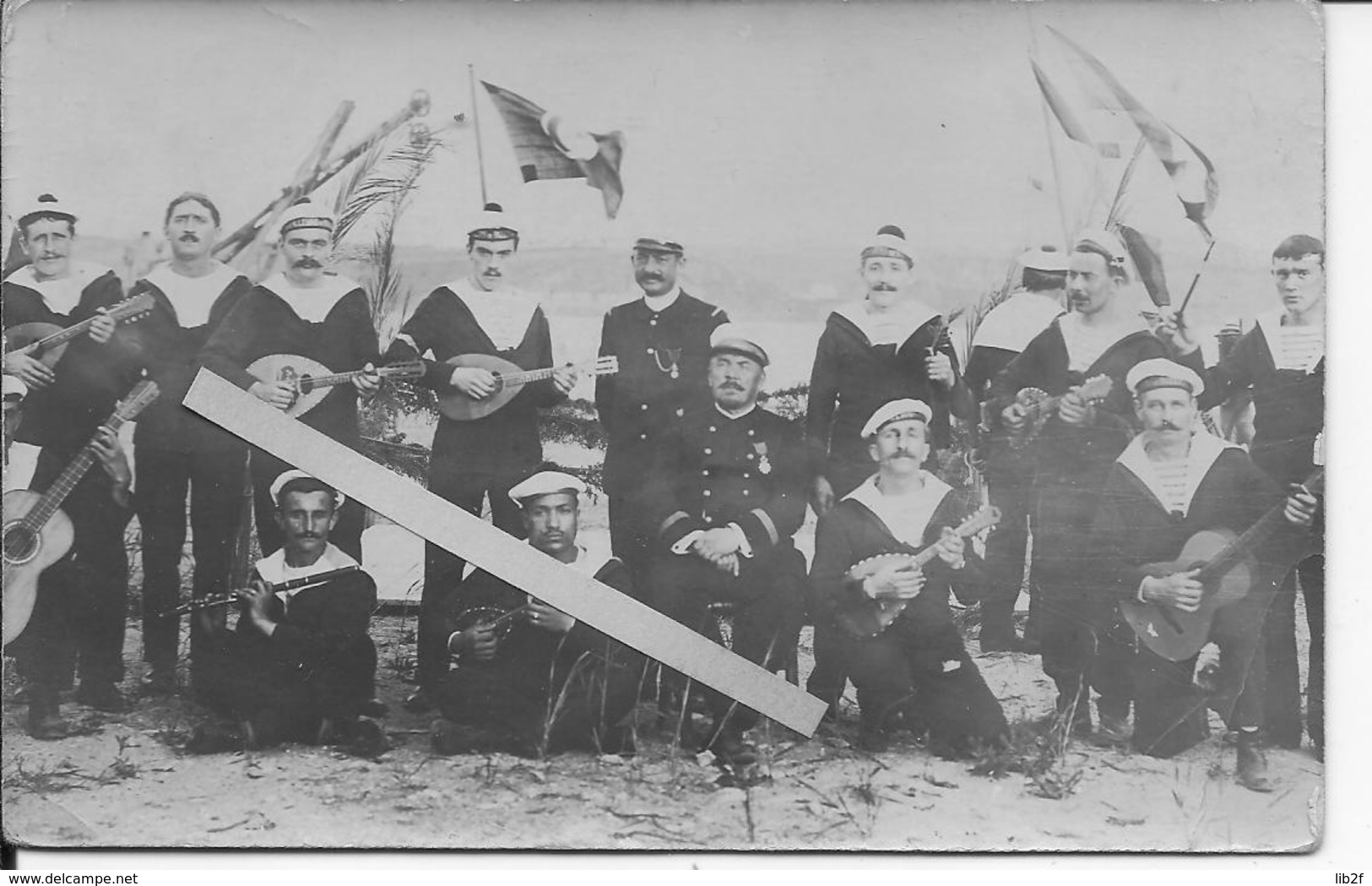 Groupe De Marins Français Musiciens Galipolli Corfou Moudros Salonique 1 Carte Photo Ww1 14-18 1914/1918 - Guerra, Militari