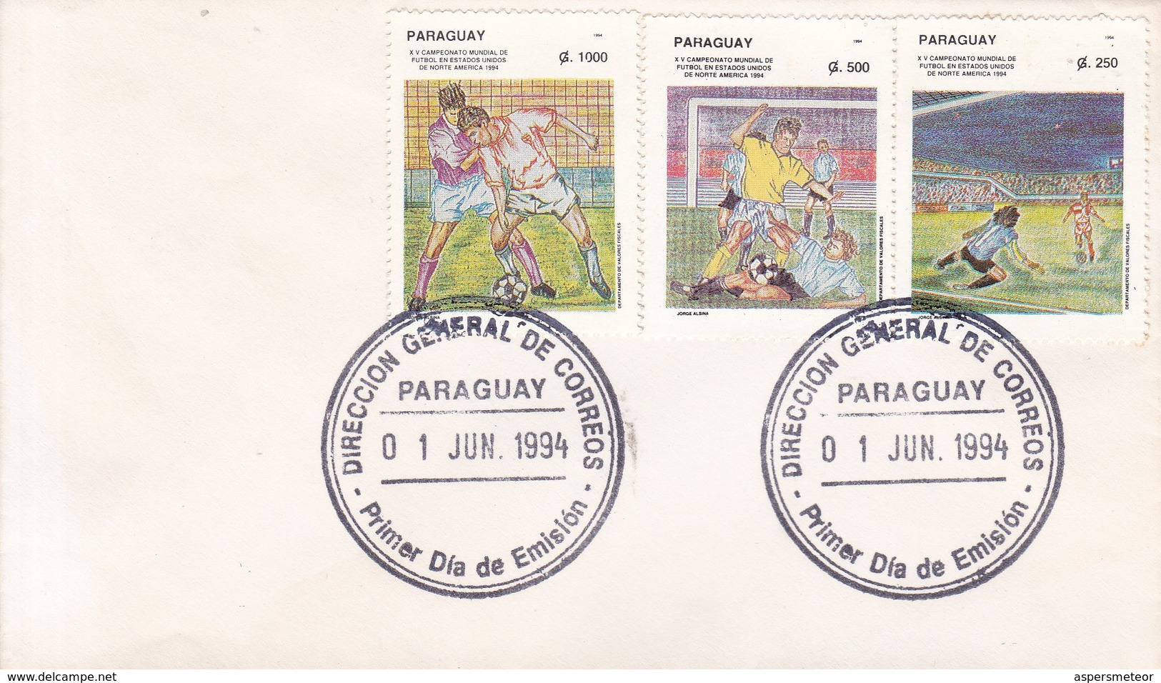 FDC. 1994. XV CAMPEONATO MUNDIALL DE FUTBOL EN EEUU, STAMPS. PARAGUAY.-BLEUP - Paraguay