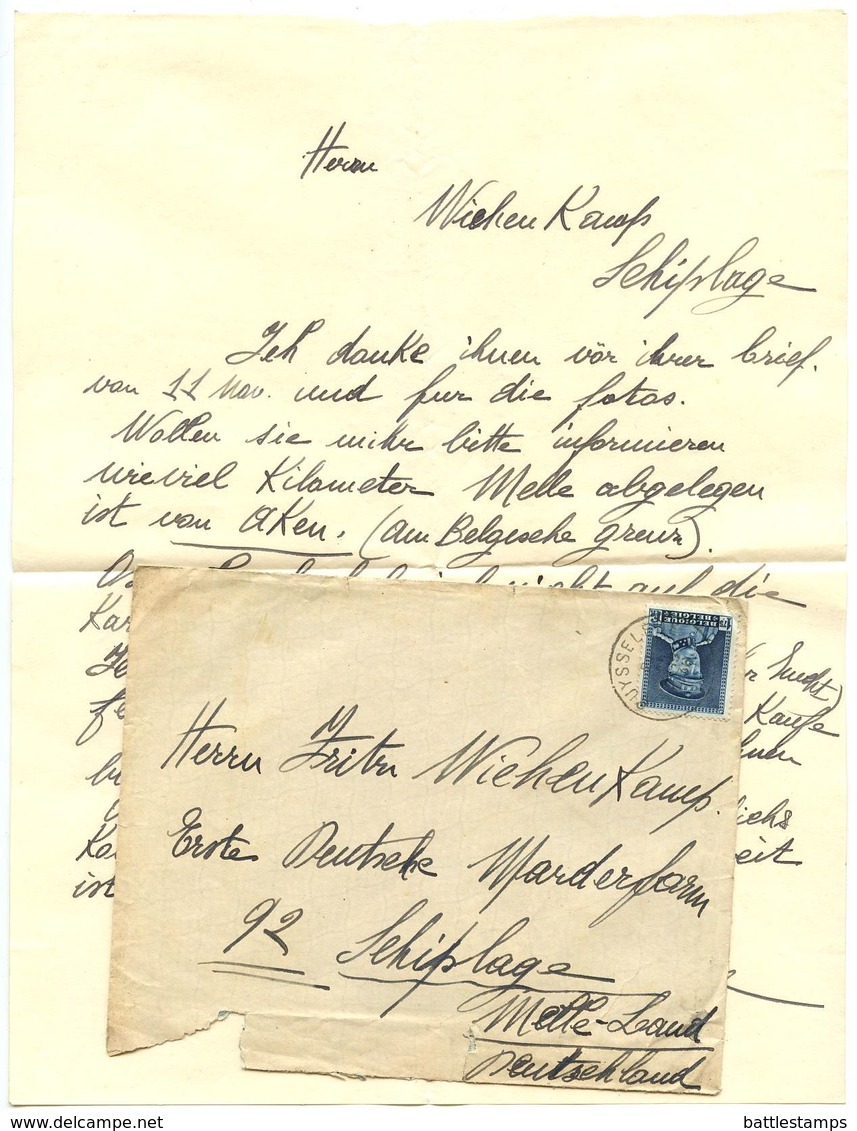Belgium 1936 Cover & Letter Ruysselede To Melle Germany, Scott 295 King Leopold III - Covers & Documents