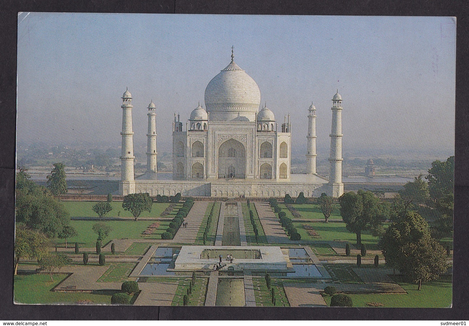 India: PPC Picture Postcard To UK, 1987, 3 Stamps, Crocodile, Elephant, National Park, Card: Taj Mahal (traces Of Use) - Brieven En Documenten