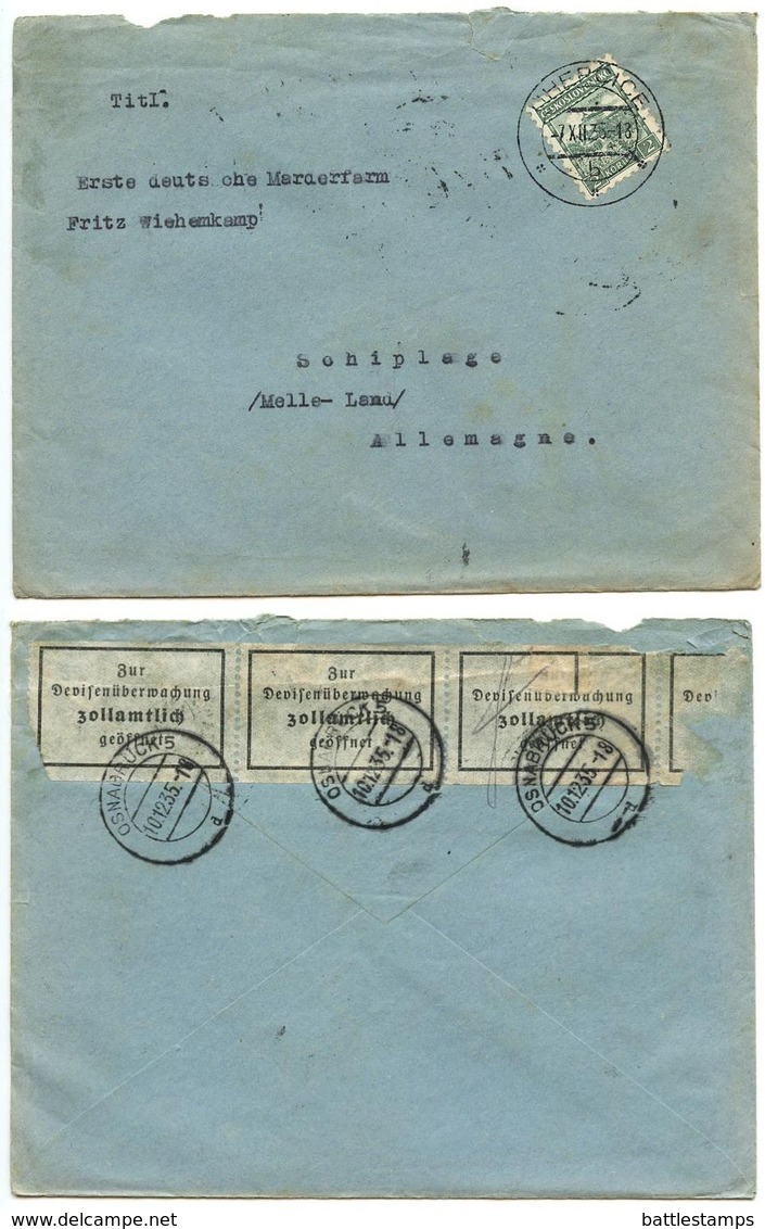 Czechoslovakia 1935 Cover & Letter Uherčice - “Moravia” Edelpelztierfarm - Covers & Documents