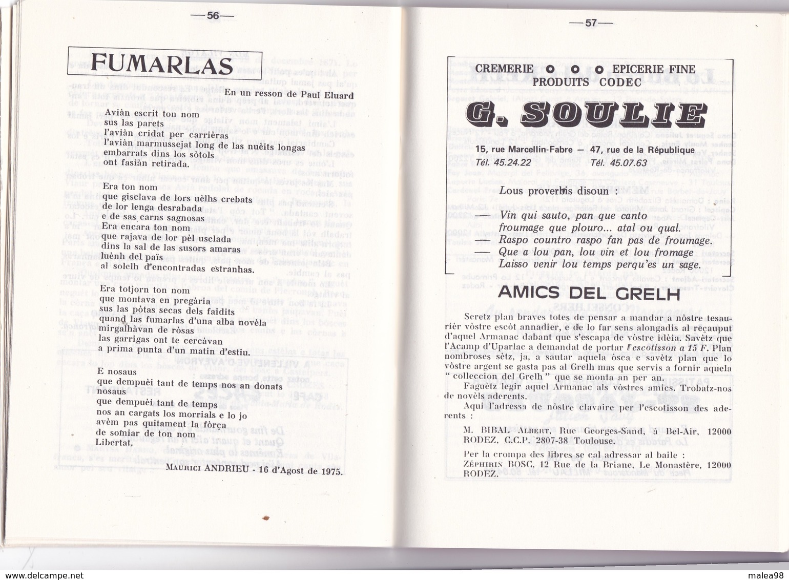 ALMANACH  EN OCCITAN 1977 ,,,, ARMANAC  ROERGAS ,,,,,TBE - Autres & Non Classés