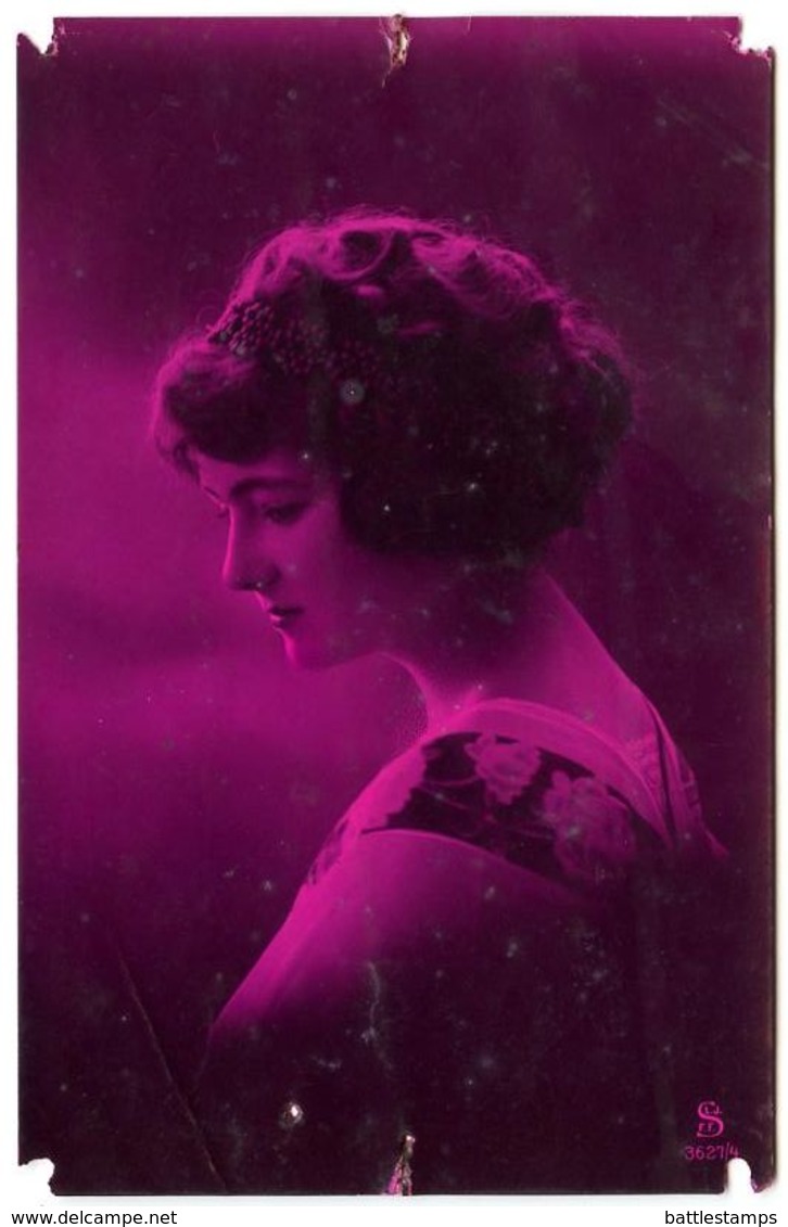 Germany 1930‘s Unused Postcard - Young Woman, Unusual Magenta Color - Other & Unclassified