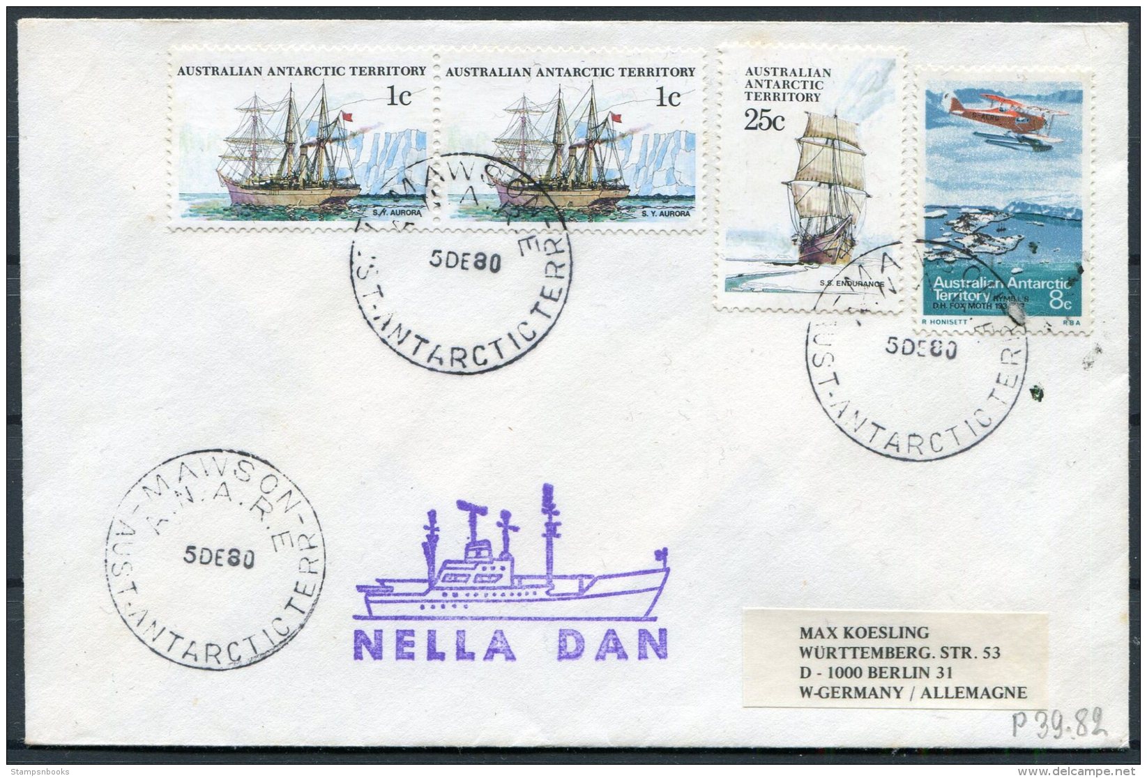 1980 AAT Mawson Antarctica Polar Ship NELLA DAN Cover - Covers & Documents