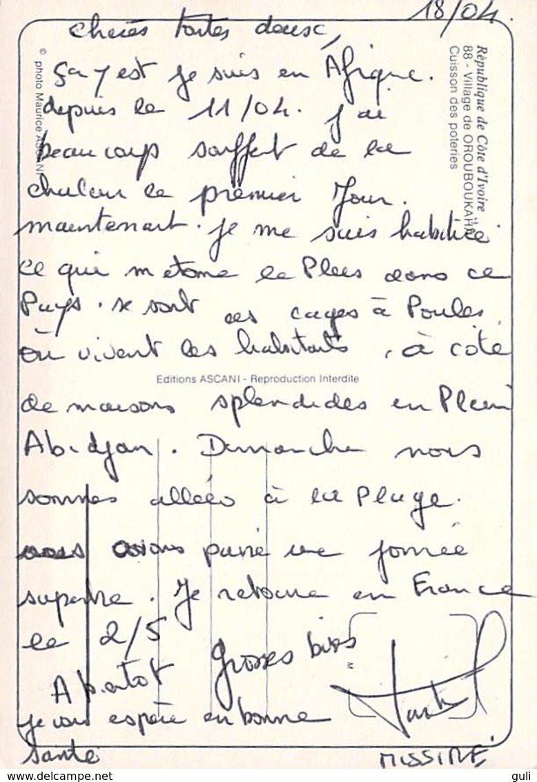 Afrique-CÔTE D'IVOIRE Village De OROUBOUKAHA Cuisson Des Poteries ( - Editions MAURICE ASCANI 88) *PRIX FIXE - Côte-d'Ivoire