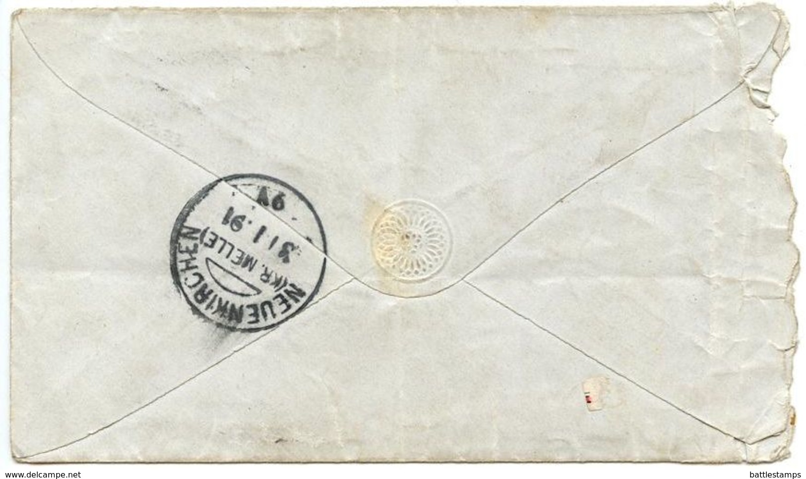 Germany 1891 10pf Eagle Postal Envelope Melle To Neuenkirchen - Autres & Non Classés