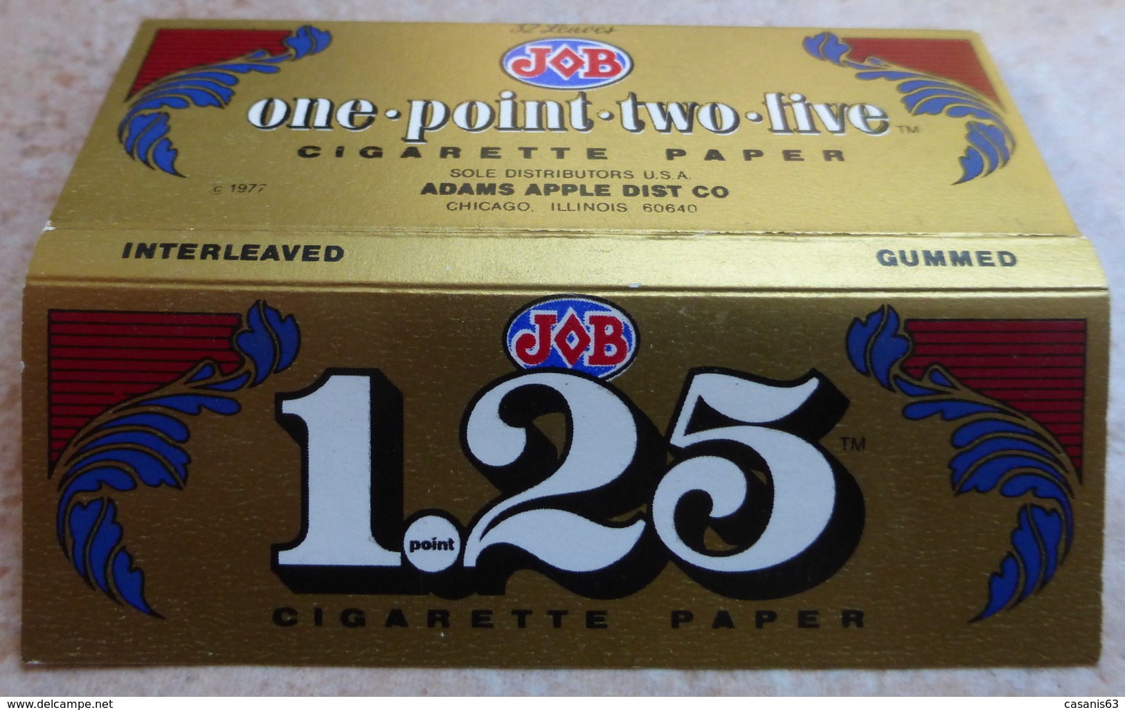 Carnet De Papier à Cigarettes  " JOB  " One Point Two Five - Cigarette Paper Intleaved Gummed - Sole Distributors U.S.A - Empty Cigarettes Boxes