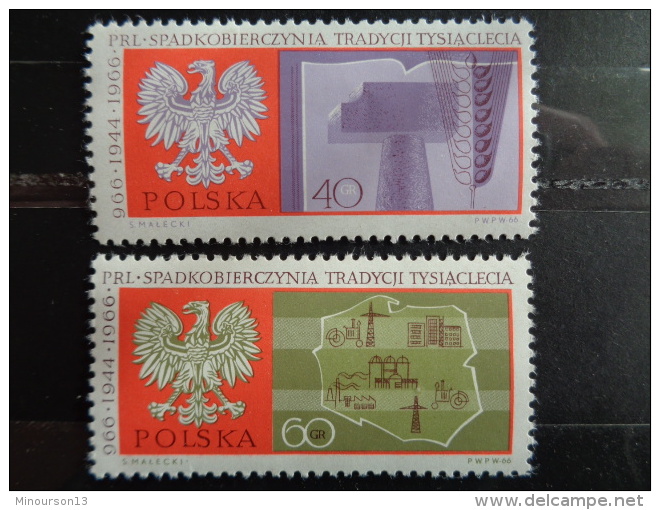 POLOGNE Y&amp;T  N° 1577 &amp; 1578 ** -  MILLENAIRE DE LA POLOGNE - Ungebraucht