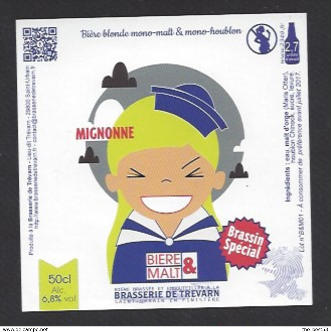 Etiquette De Bière Blonde  -  Mignonne    -  Brasserie De Trévarn  à  Saint Urbain  (29) - Bière