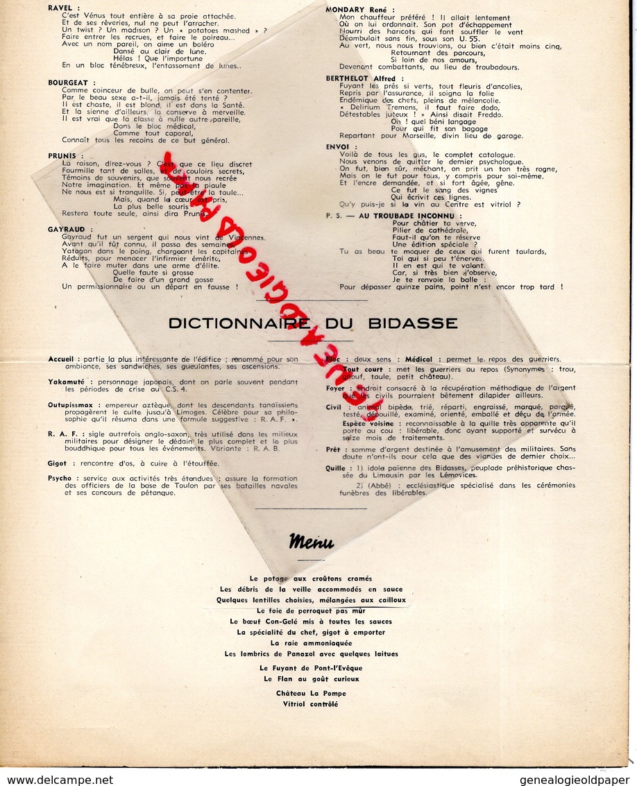 87- LIMOGES- 1963-RARE AVIS FAIRE PART IV E REGION MARTYRS-CLASSE 62-DICTIONNAIRE BIDASSE-MILITAIRE-LOMBRIC PANAZOL - Obituary Notices
