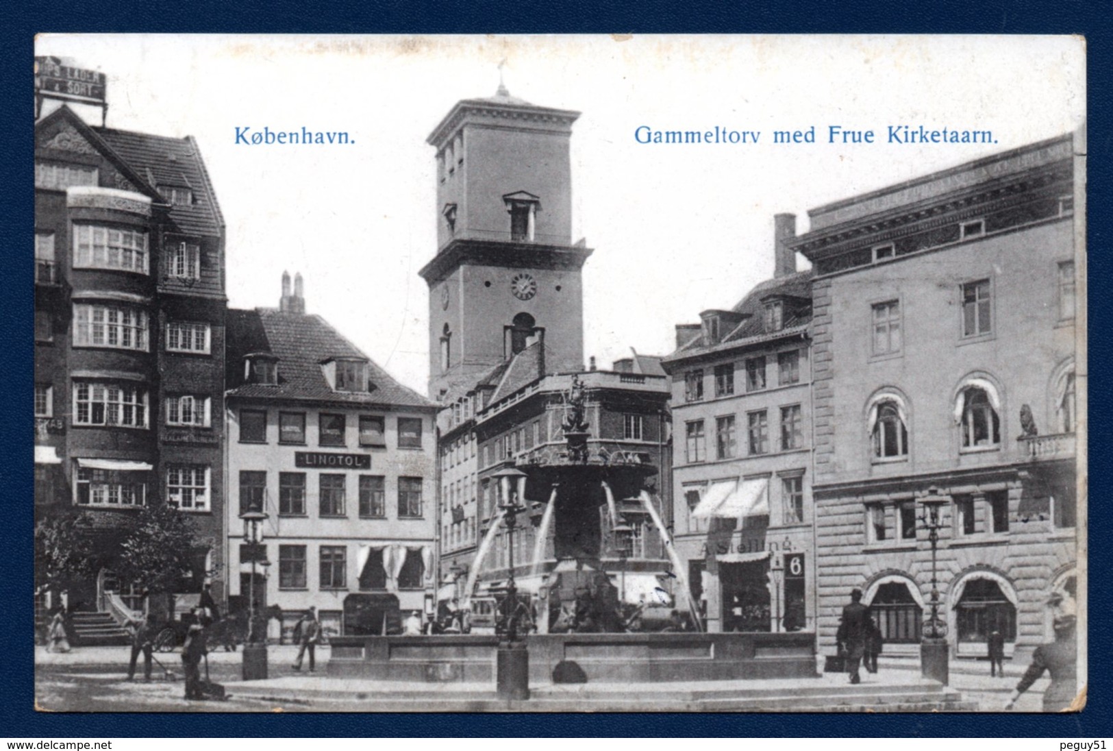 Danemark. Copenhague. Place Gammeltorv. Eglise Notre-Dame. Fontaine Caritas. Linotol Et Café Stelling. 1914 - Danemark