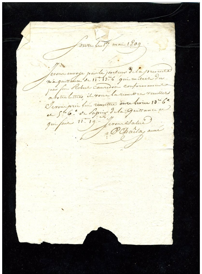 2804-document-2042 Lettre 17 Mai 1809 Quittance Robert Canredou - Manuscripts