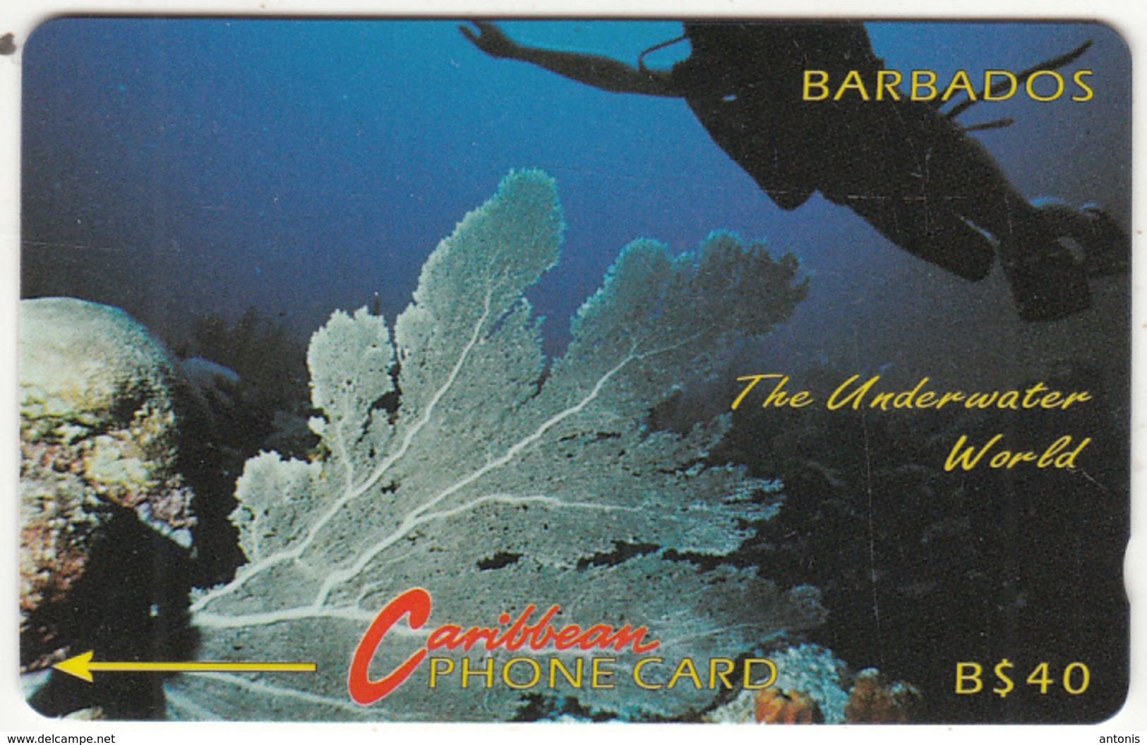 BARBADOS ISL.(GPT) - Underwater(no Logo), CN : 9CBDC, Tirage 22000, Used - Barbades