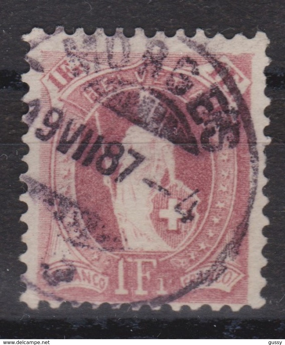 SUISSE 1882-1904 : 'HELVETIE DEBOUT', 1Fr Lilas (ZNr 71A), Belle Oblitération Morges 19.VII.87 - Neufs