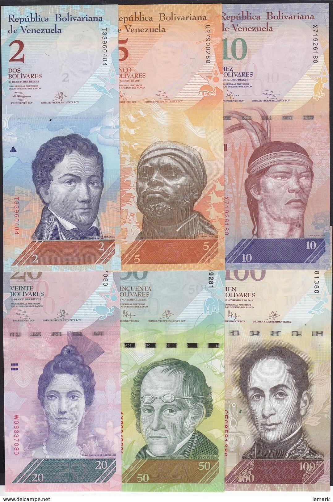 Venezuela SET 2-100 Bolivares 2013-2015  AUNC - Venezuela