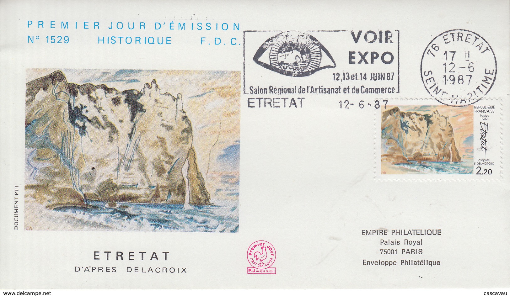 Enveloppe  FDC   Flamme   1er   Jour    FRANCE    ETRETAT   Par   DELACROIX  1987 - 1980-1989