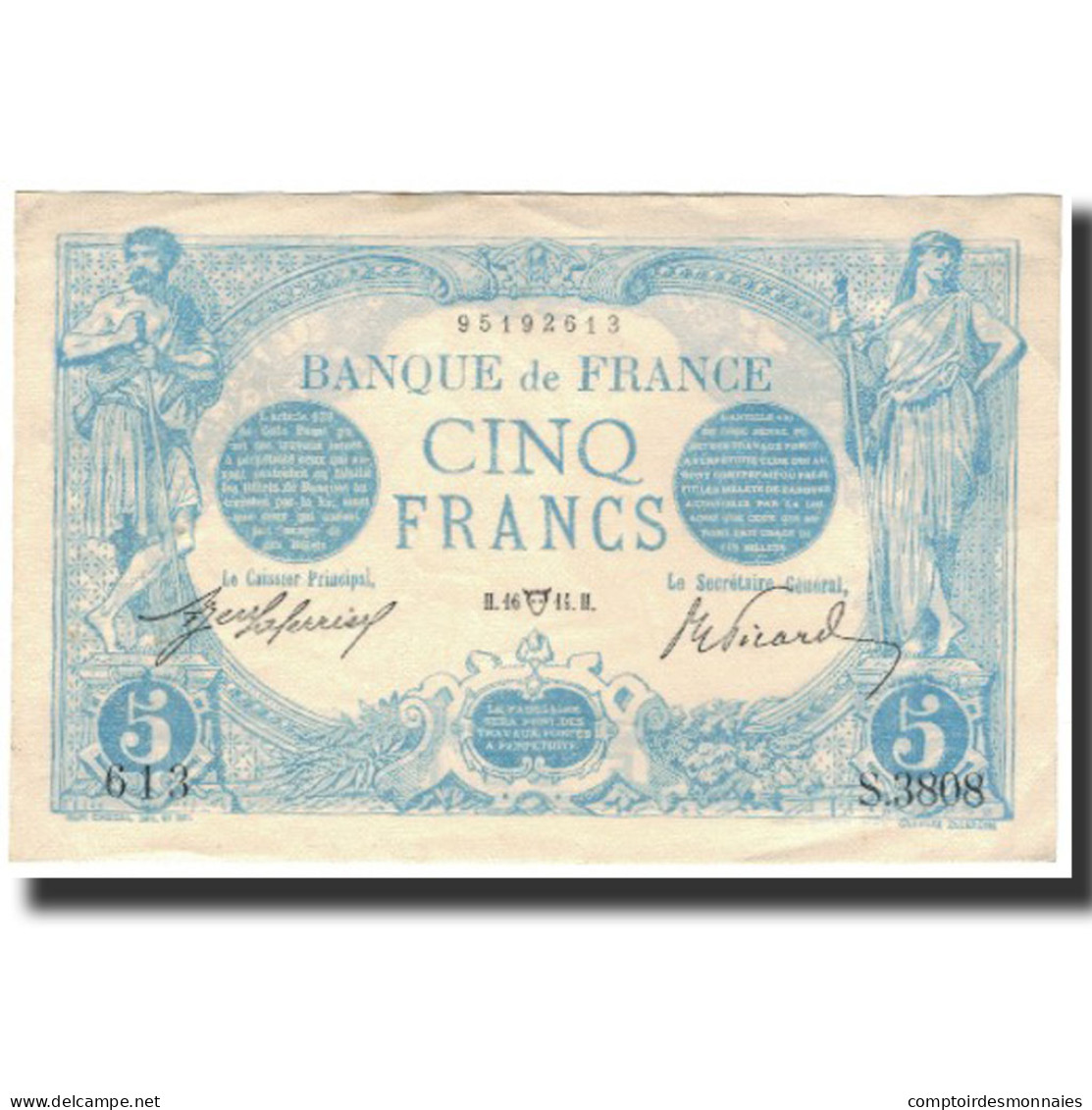 France, 5 Francs, 5 F 1912-1917 ''Bleu'', 1914, SUP, Fayette:2.22, KM:70 - 5 F 1912-1917 ''Bleu''