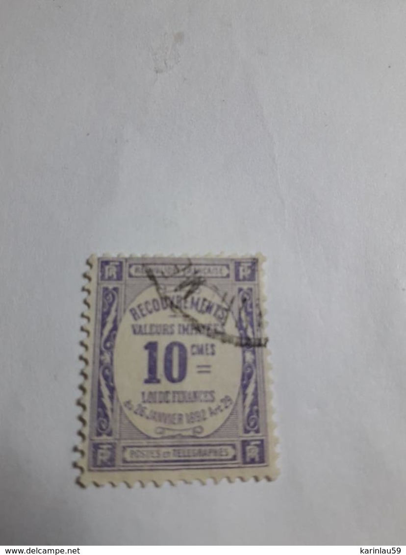 Timbre France 1908 - / Y&T TAXE N° 44 ** : Recouvrements 10c Violet - Oblitéré - 1859-1959 Gebraucht