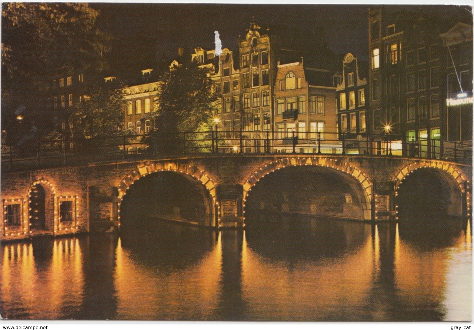 Amsterdam, Holland, Netherlands, Canals At Night, Unused Postcard [21288] - Amsterdam