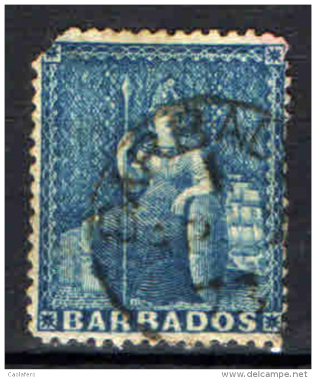 BARBADOS - 1871 - BRITANNIA - USATO - Barbados (...-1966)