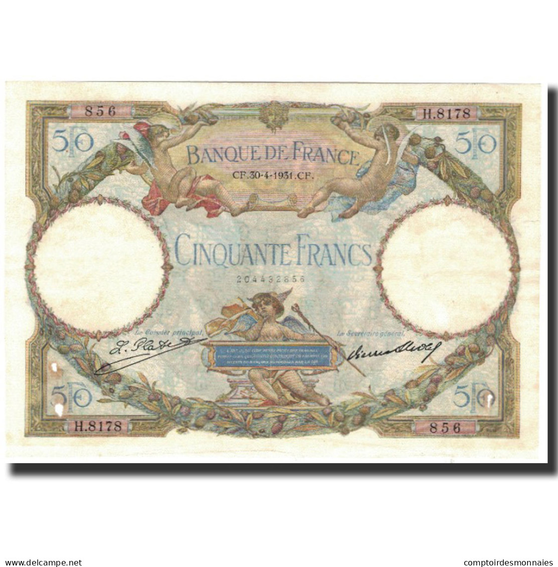 France, 50 Francs, 50 F 1927-1934 ''Luc Olivier Merson'', 1931-04-30, TTB - 50 F 1927-1934 ''Luc Olivier Merson''