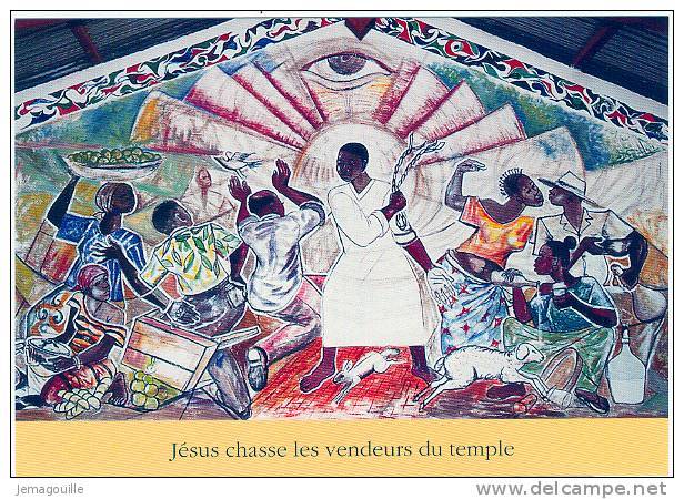 BANGASSOU - R.C.A. - DIOCESE - Les Vendeurs Chassés Du Temple - Peinture M. Anzika - X1 - Centraal-Afrikaanse Republiek