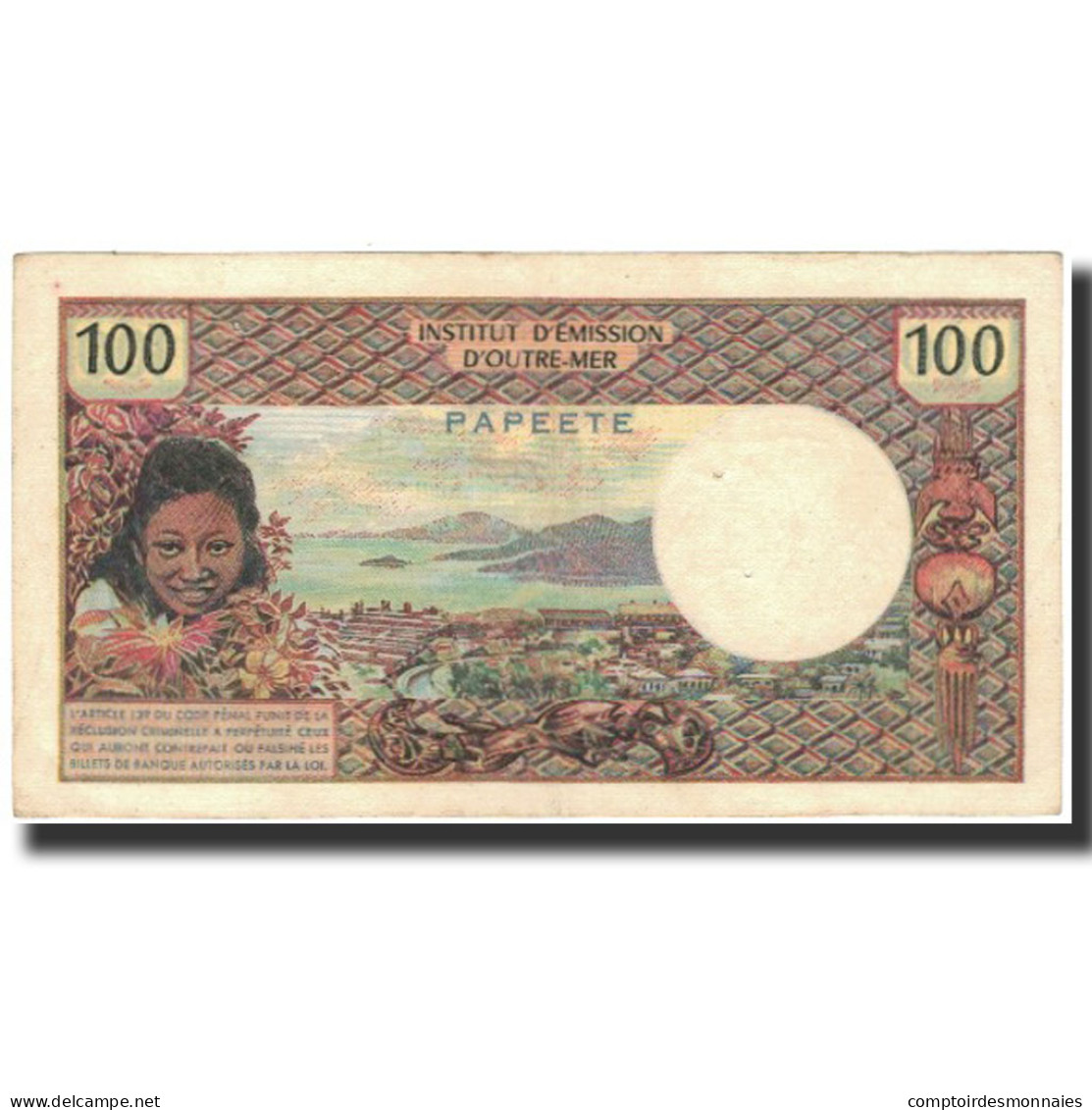 Billet, Tahiti, 100 Francs, 1969, KM:23, SUP - Papeete (Französisch-Polynesien 1914-1985)
