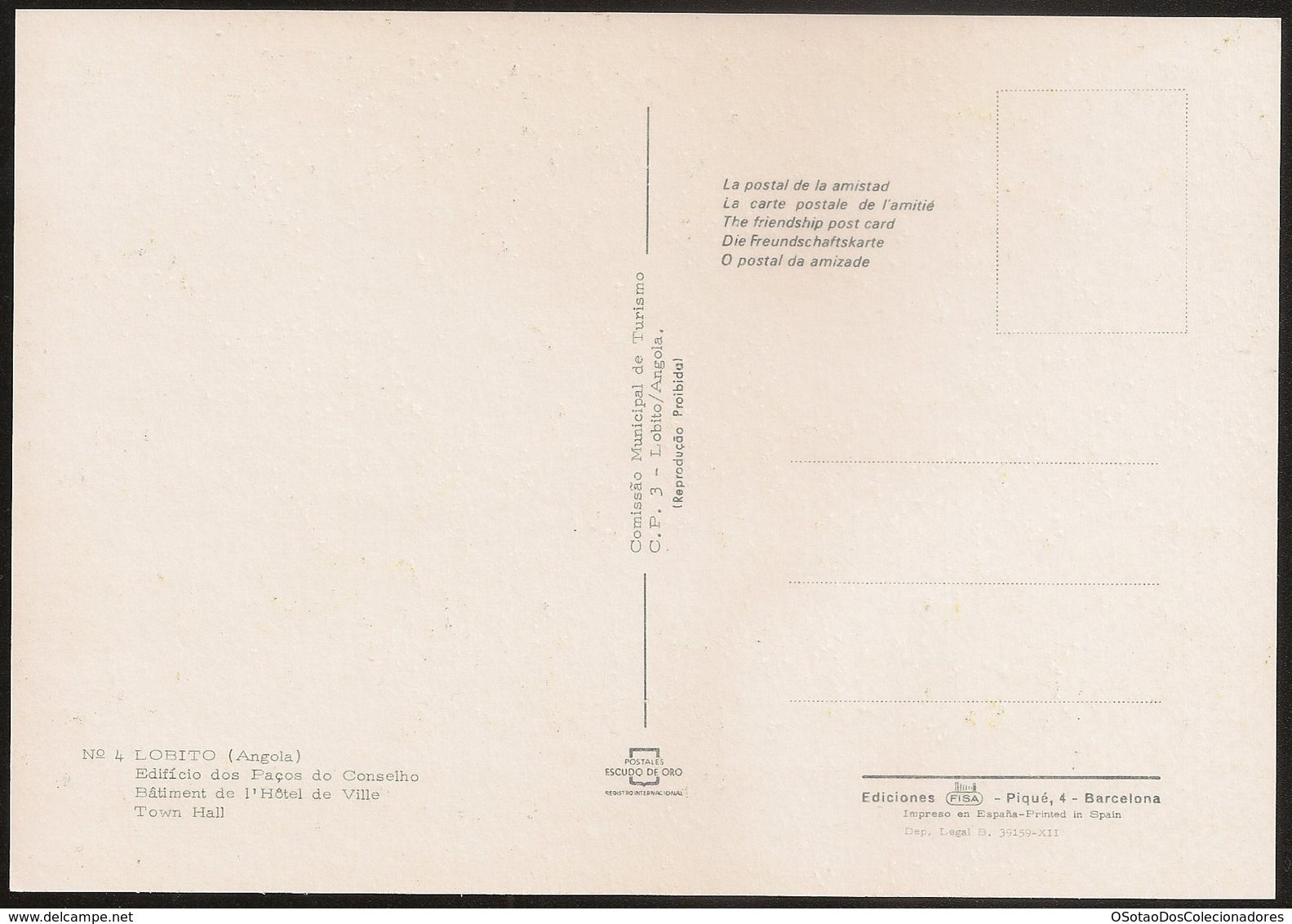Postal Angola Portugal - Lobito - Edificio Dos Paços Do Conselho - CPA - Postcard - Angola