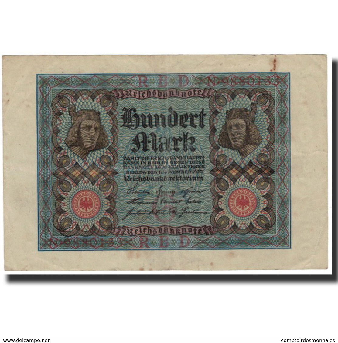 Billet, Allemagne, 100 Mark, 1920-11-01, KM:69a, TB - 100 Mark