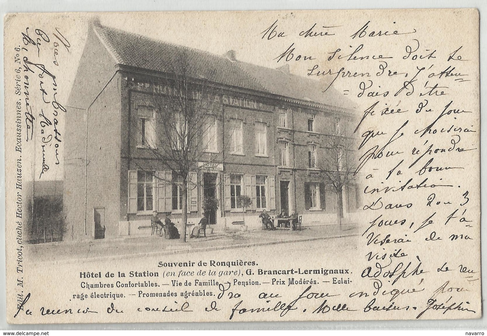 RONQUIERES - Hôtel De La Station (en Face De La Gare) G. Brancart-Lermignaux - 1906 (rare) - Braine-le-Comte