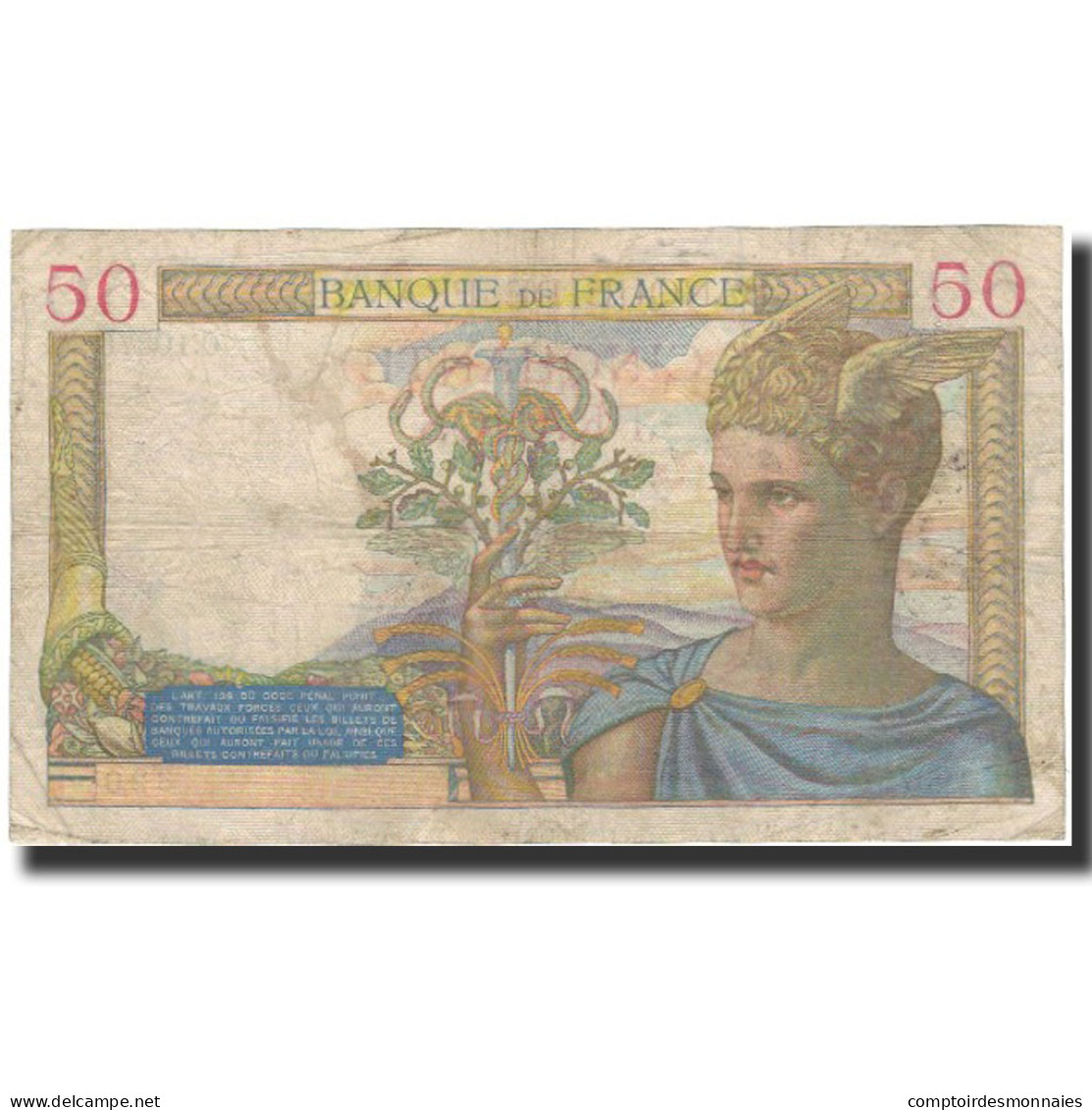 France, 50 Francs, 50 F 1934-1940 ''Cérès'', 1939-06-15, B+, Fayette:18.26 - 50 F 1934-1940 ''Cérès''