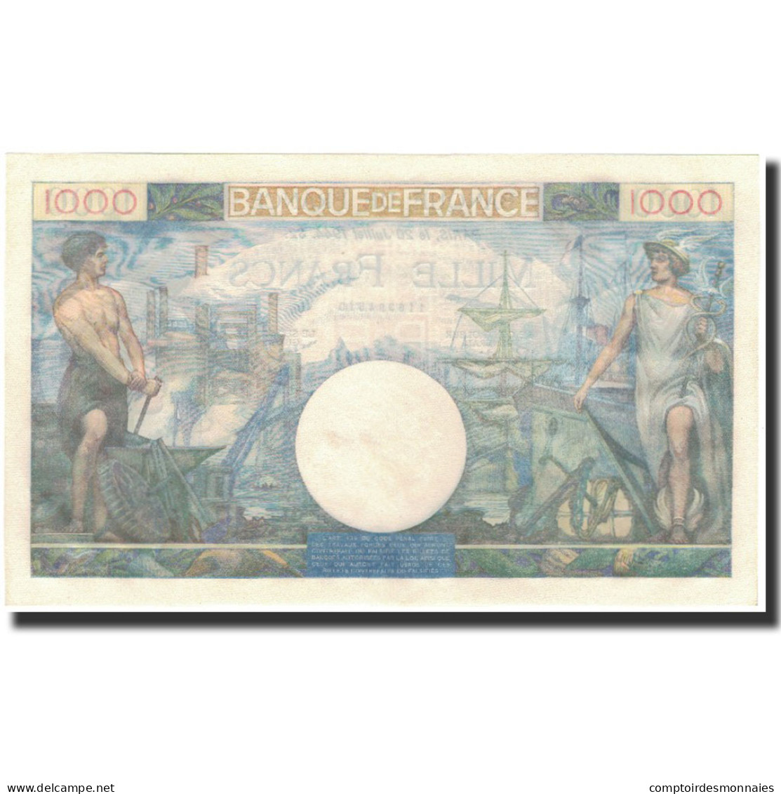 France, 1000 Francs, 1 000 F 1940-1944 ''Commerce Et Industrie'', 1944-07-20 - 1 000 F 1940-1944 ''Commerce Et Industrie''