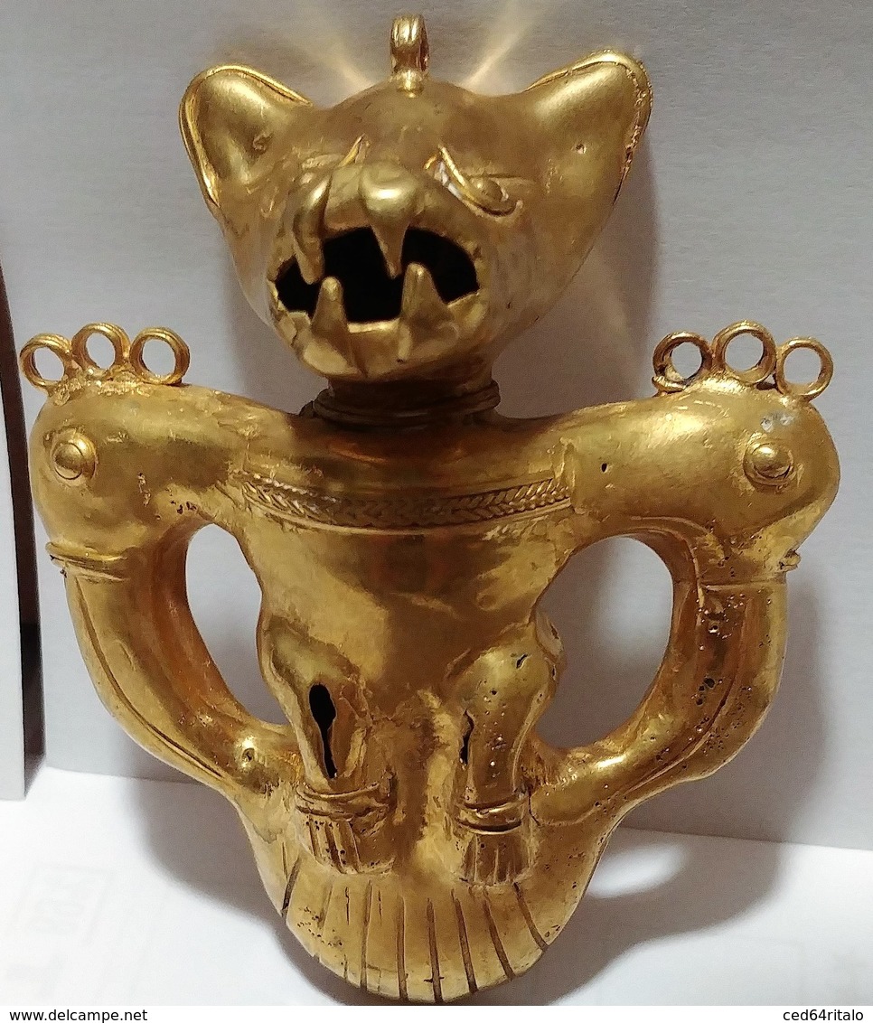 TAIRONA CULTURE, ZOOMORPHIC FIGURE, PRECOLOMBIAN, LOST WAX, TUMBAGA, GOLD PLATED, SIERRA NEVADA, COLOMBIA, UNIQUE, 73 G. - Other & Unclassified