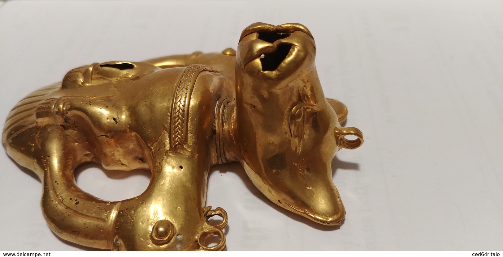 TAIRONA CULTURE, ZOOMORPHIC FIGURE, PRECOLOMBIAN, LOST WAX, TUMBAGA, GOLD PLATED, SIERRA NEVADA, COLOMBIA, UNIQUE, 73 G. - Other & Unclassified