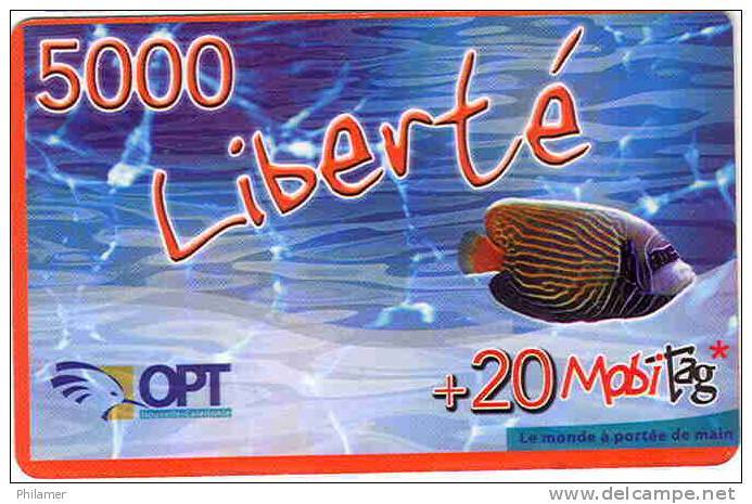 Caledonie Caledonia Telecarte Phonecard Liberte Prepayee 5000 F Generique Poisson, Ut. Exp. 2008 TBE - New Caledonia