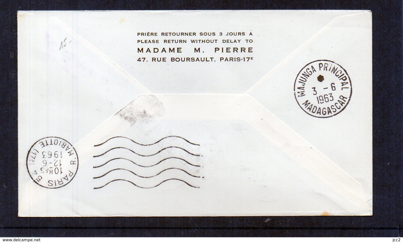 1ere. Liaison AF Paris-Majunga Madagascar Boeing - 707 02/06/1963 - 1960-.... Lettres & Documents