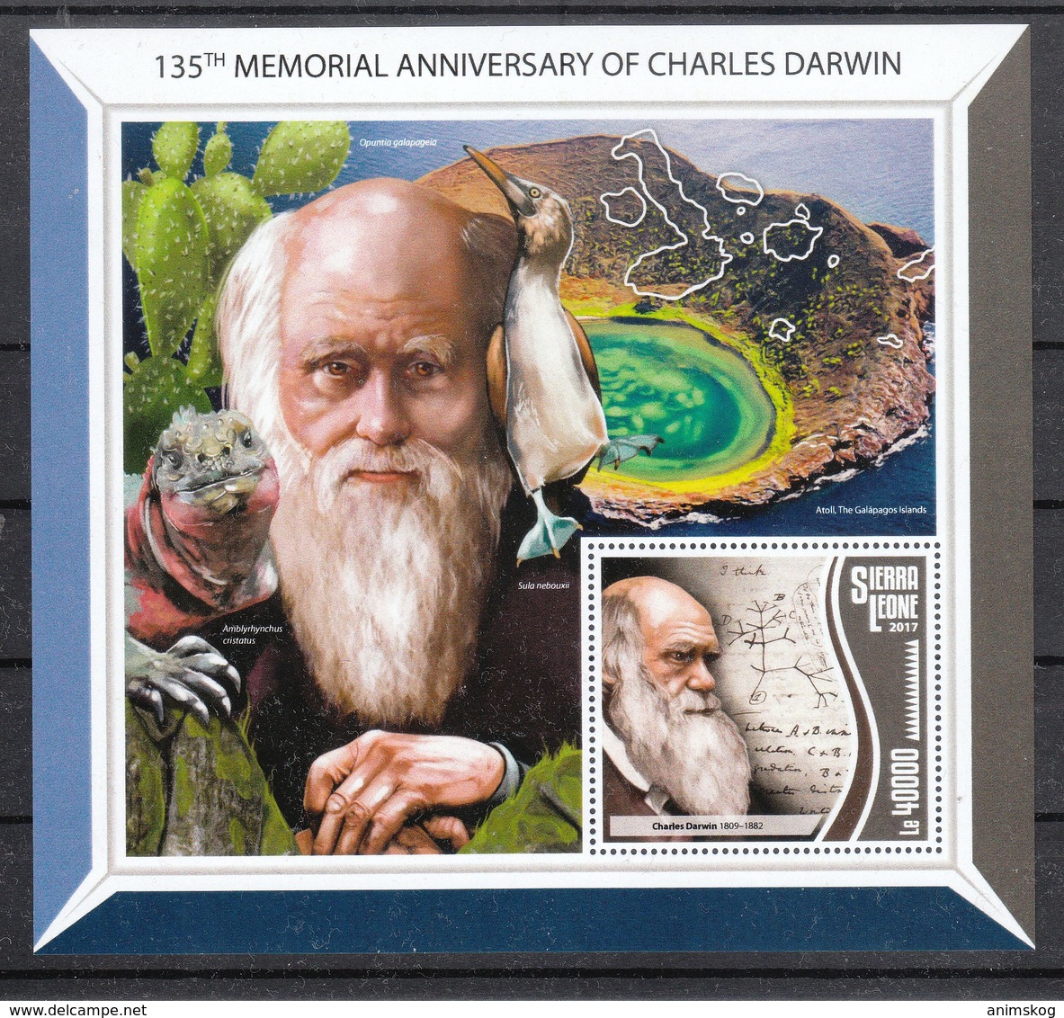 Sierra Leone 2017**,  135. Todestag Von Ch. Darwin, Kaktus / Sierra Leone 2017, MNH, 135th Memorial Ann. Of Ch. Darwin - Sukkulenten